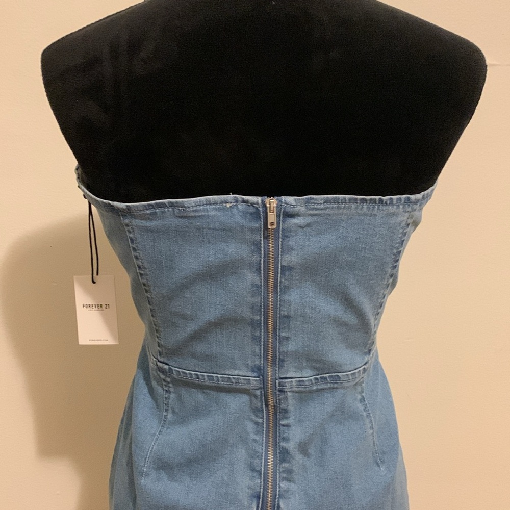 NEW Strapless Denim Maxi Dress - Picture 6 of 11